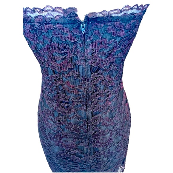 Pantagis Lace Black and Red Evening Cocktail Strapless Mini Dress  Size Small - Picture 3 of 9